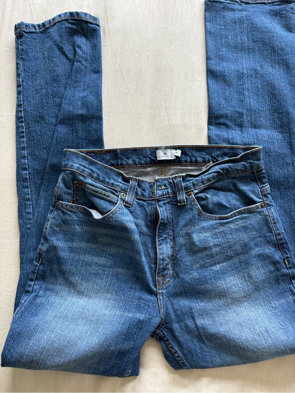 True Craft Men's Straight Fit Denim Jeans - Medium Blue size 32x34